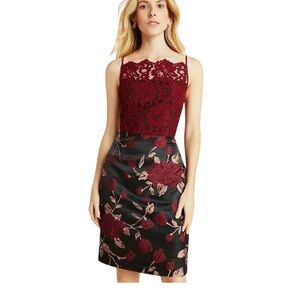 NWOT Burgundy Floral Dress lace jacquard